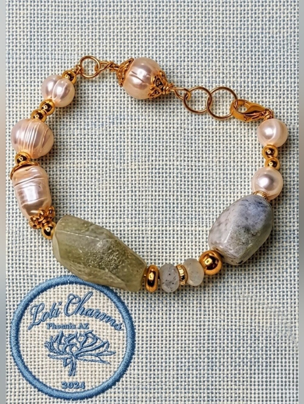 Genuine Aquamarine Baroque Pearls In Assymetrical Free Form Artisan Bracelet